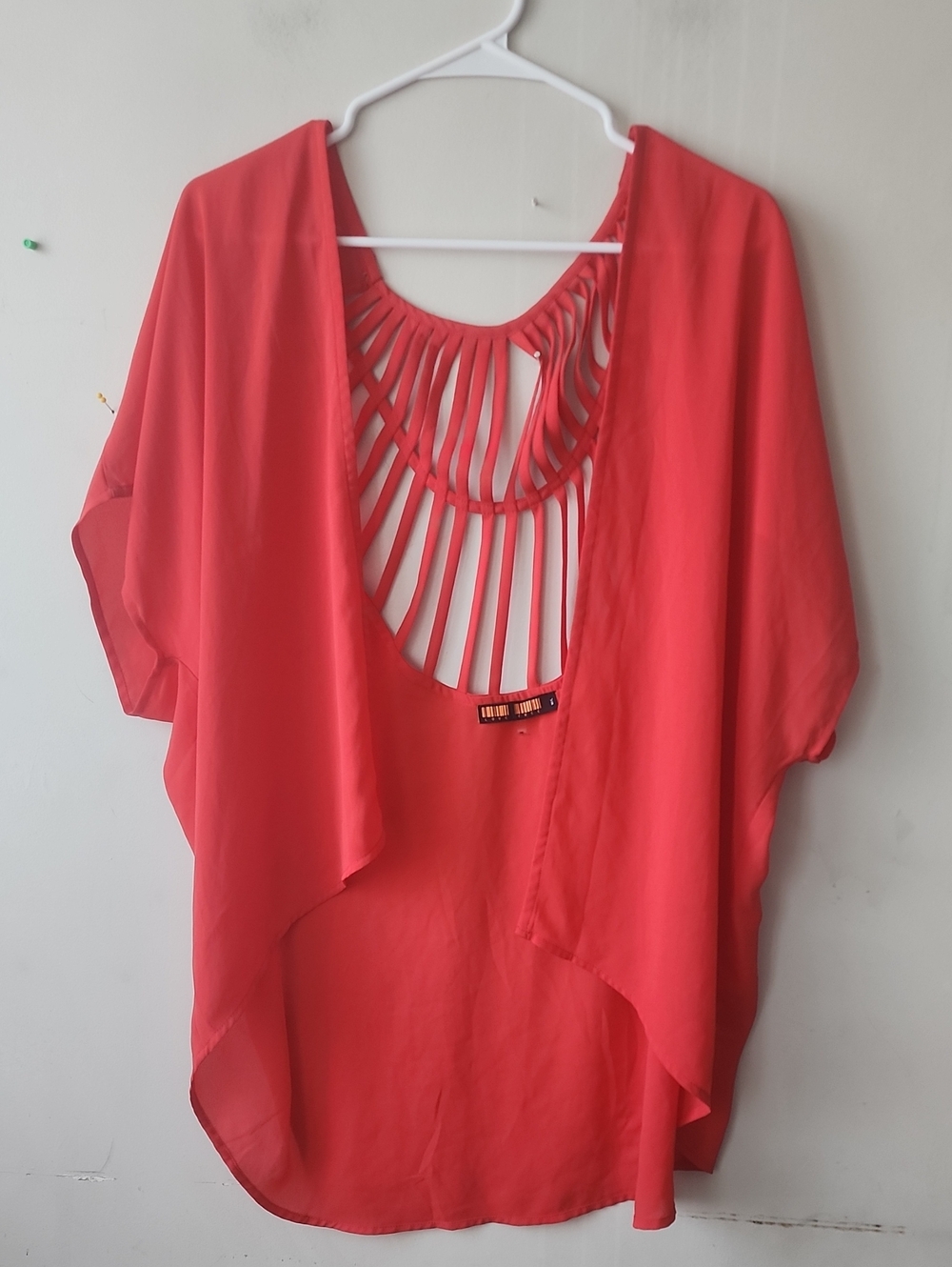 Love Tree Red Cutout-Back Draped Tunic